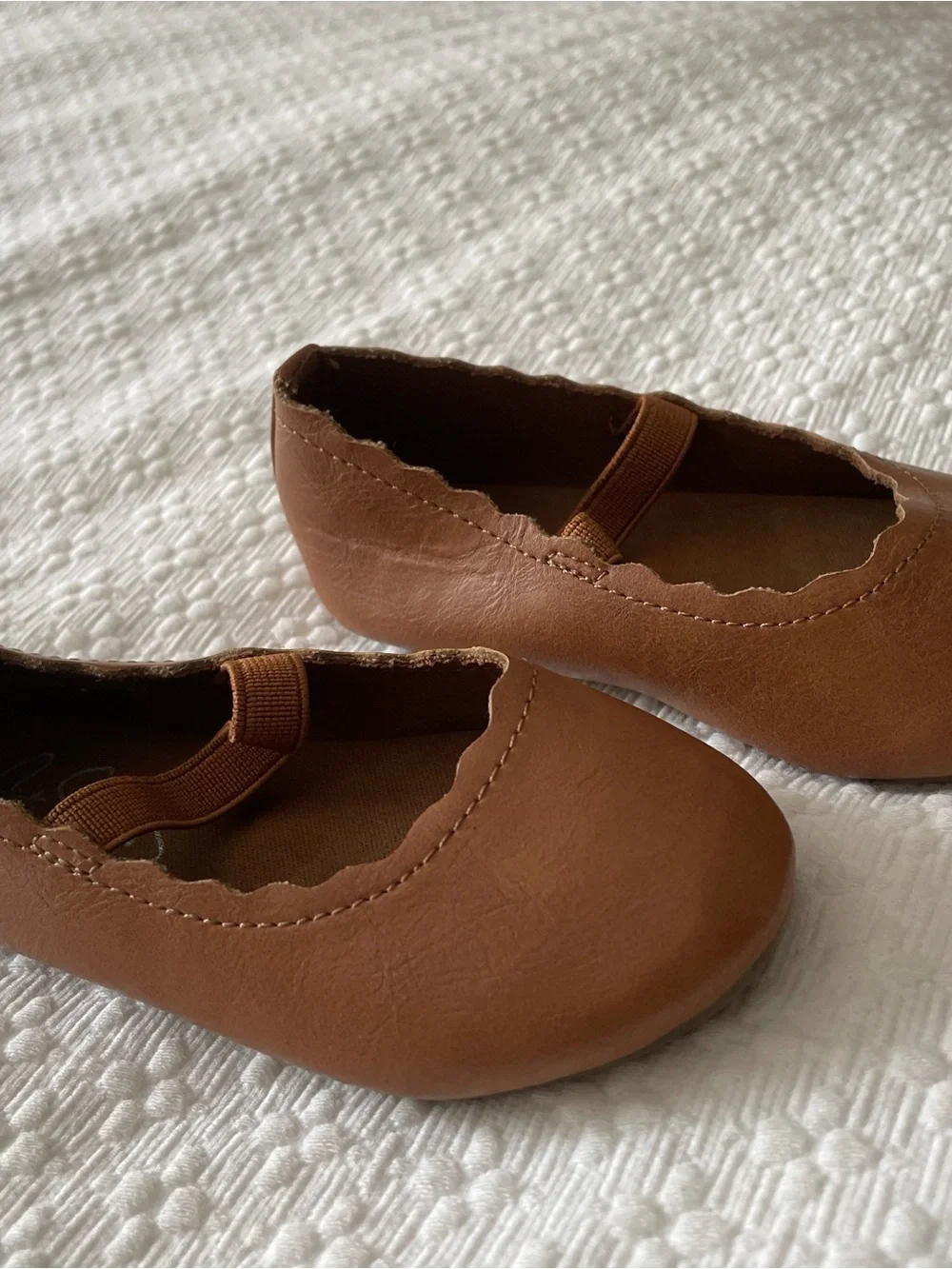 City Streets Girls Brown Scalloped Mary Jane Flats